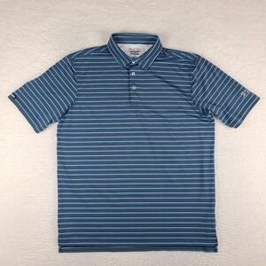 Straight Down Polo Shirt Mens XL Blue Striped Performance Short Sleeve